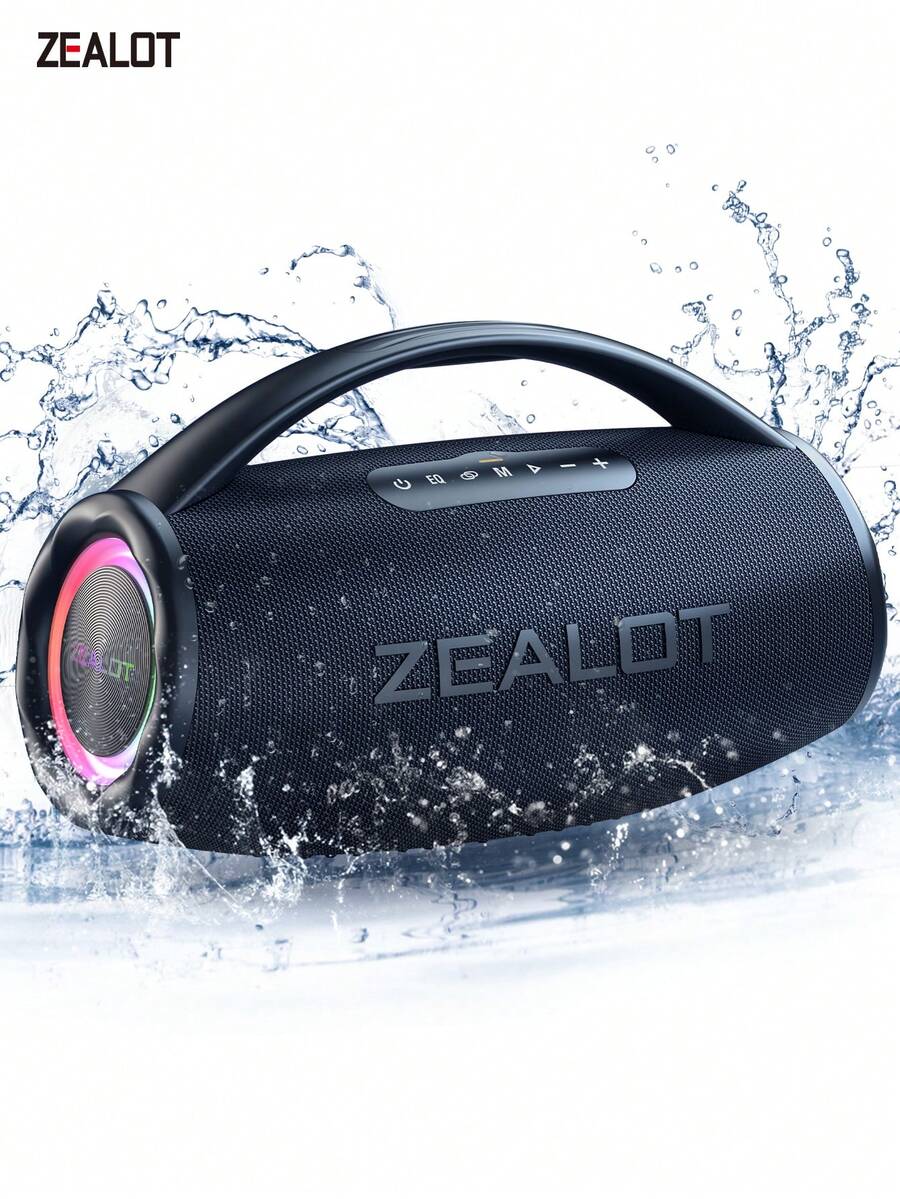ZEALOT S97 Portable 80W Wireless Speaker With 4 Subwoofers, Surge Bass 3D Surround Sound, 16000mAh Long Battery Life, Supports Mobile Phones/Tablets/TVs. Compatible With SD Card/USB/AUX/Supports Serial Connection, Two Serial Units Can Double The Sound, Suitable For/Car/Outdoor/Camping/Party - 黑色 - 查看 1