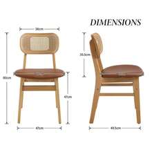 Chairus Rattan Dining Chairs Set Of 2 PU Leather Kitchen Chair For Dining Room Armless Side Chairs With Wood Legs - Brown - View 8