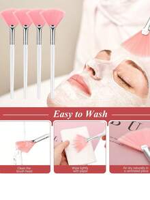 3/15 piezas Brochas de maquillaje prácticas tipo abanico, brochas suaves y portátiles para mascarillas, herramientas de cosmética para mujeres, damas y niñas