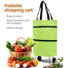 Portable Folding Grocery Shopping Trailer, Light Trolley With Wheels, Backable Bag, Shopping Bag For Express Delivery, Household Trolley, Lightweight, Home Supermarket Shopping, Fashionable, Waterproof, With Zipper Outdoor Decor,Shopping Bag With Wheels Foldable Grocery Shopping Cart Tug Portable Female Large Capacity Bag Home Supermarket