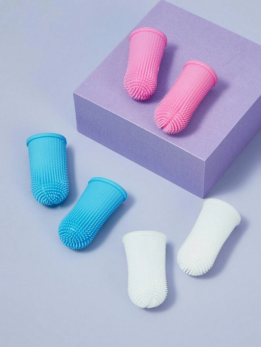 PETSIN Pet Finger Toothbrush Pet Toothbrush Silicone Toothbrush Puppy Cat Finger Set Brush Finger Pet Toothbrush Small Size Suitable For Dogs And Cats - Multicolor - View 1
