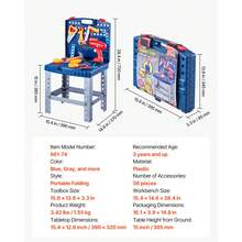 Kids Workbench, 56 Pcs, Kids Tool Bench With Realistic Tools And Electric Drill, Pretend Play Construction Workbench Toys For Toddlers, Toddler Work Bench Learning Gift For Boys & Girls Age 3+ - 彩色 - 查看 7