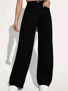 Straight-Leg Light-Colored Jeans For Teenagers - Black - View 3