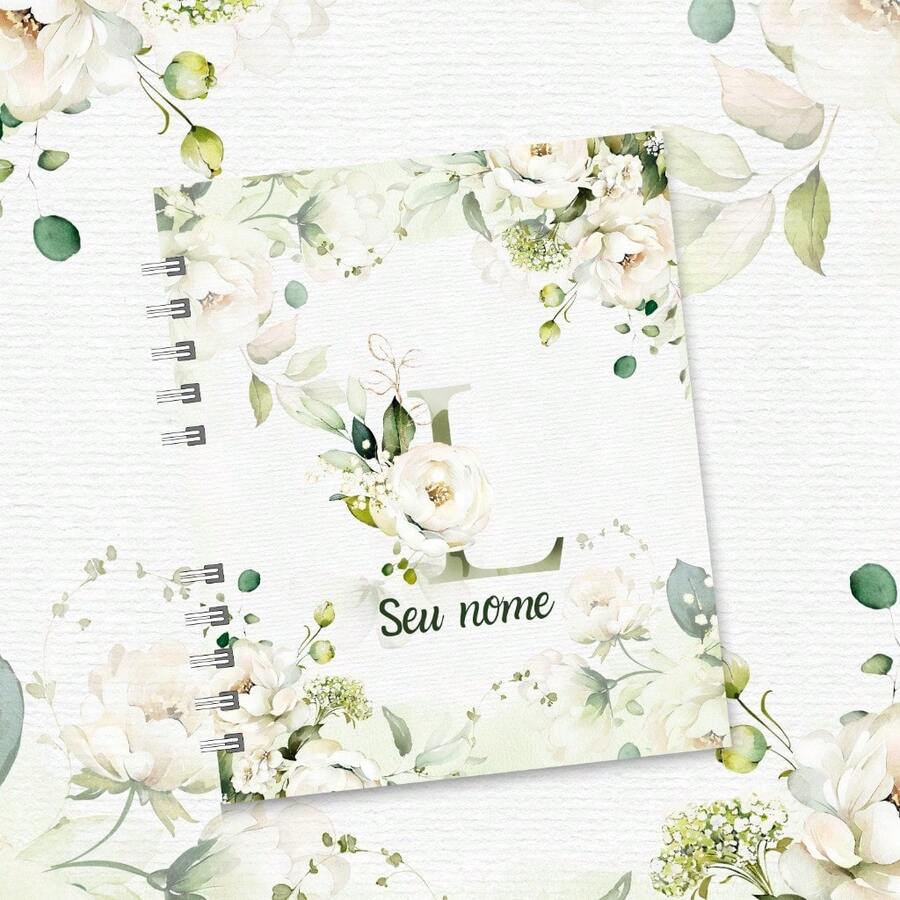 Personalized A5 Floral Notebook With Initial And Name - L - Ver 1
