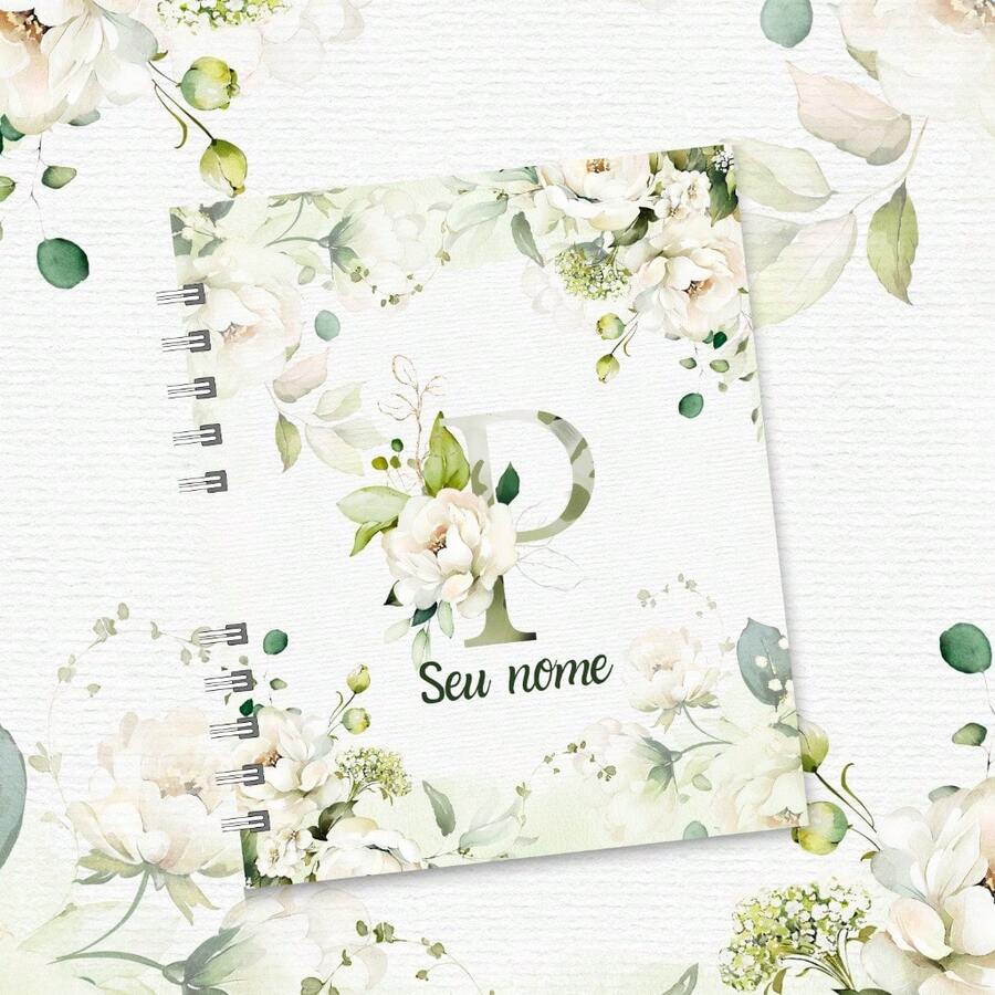 Personalized A5 Floral Notebook With Initial And Name - P - View 1