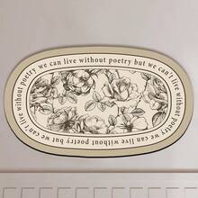 Bộ trang trí nhà cửa họa tiết hoa hồng cổ điển 1/3 chiếc, thảm thấm hút chống trượt cho phòng tắm, thảm tắm họa tiết cổ điển bằng gel silica, thảm chùi chân thấm hút hình chữ U cho bồn cầu và bồn rửa, thảm trang trí nhà bếp phòng tắm dày 2,5mm - Hoa hồng cổ điển - Xem 15