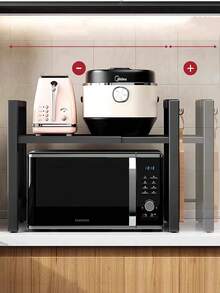 1 pieza Estante de cocina expandible de acero al carbono, Estante para horno de microondas, Estante de almacenamiento para horno, Estante para especias grueso para microondas, Estante para utensilios de cocina de varias capas, Estante de almacenamiento de cocina, Altura y ancho ajustables Estante de almacenamiento de encimera de horno de varias capas, Estante para microondas, Soporte para microondas expandible, Organizador de encimera de cocina, Organizador de encimera, El diseño espacioso de varias capas proporciona talla grande espacio de almacenamiento, Adecuado para uso en la encimera de la cocina del hogar - Multicolor - Ver 7