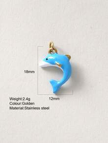 1pc Cute Cartoon Stainless Steel Crab, Seashell, Seahorse, Dolphin, Elephant Pendant, DIY Necklace, Earring, Bracelet, Keychain Jewelry Accessory, Suitable For Party, Halloween Decoration