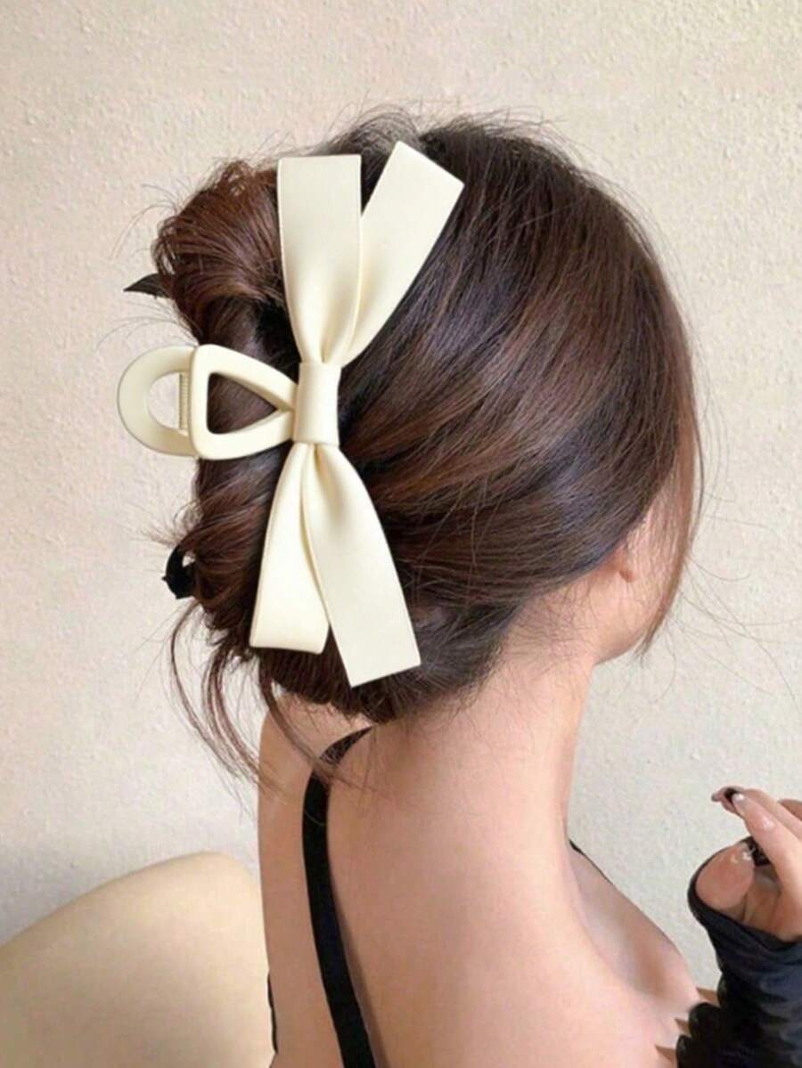 1 chiếc kẹp tóc satin màu be, phụ kiện tóc thanh lịch, kẹp tóc trang trí nơ tối giản, phù hợp sử dụng hàng ngày, có thể giặt, chắc chắn và dễ kẹp, kẹp tóc, phụ kiện tóc, kẹp càng cua thời trang mùa thu, cần thiết cho trang phục ngày lễ mùa đông. Phụ kiện tóc dành cho nữ - Nhiều màu - Xem 1