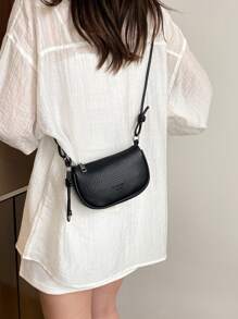 荔枝纹迷你手提包，女士新款时尚轻便日常斜挎包，小钱包 - 黑色 - 查看 3