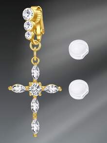 CIZME 1 件可爱不锈钢蝴蝶假肚脐环，适合女性日常装饰，不穿孔肚脐环夹在肚脐上，悬挂假肚脐环，肚脐环袖口假穿孔肚脐环首饰