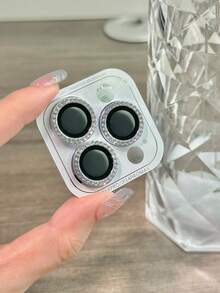 1PACK Sparkling Sky Blue Diamond Camera Lens Protector With Metal Ring, Ultra HD Lossless Image Quality, Multi-Layer Design To Protect Lens, Premium Adhesive Won't Easily Fall Off, Compatible With IPhone 17 Pro Max/17 Pro/17 Air/17/16 Pro Max/16 Pro/16 Plus/16/15 Pro Max/15 Pro/15 Plus/15/14/13/12 And Other Models - Sky Blue - View 5