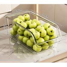 Caja de almacenamiento para refrigerador, caja de conservación fresca, caja de almacenamiento de huevos congelados, caja deslizable para refrigerador, latas, bebidas, cocina, verduras y frutas, artefacto de organización especial (color transparente) (2 piezas/3 piezas/4 piezas), decoración del hogar, almacenamiento para fiestas y Navidad - Transparente*4 piezas - Ver 3