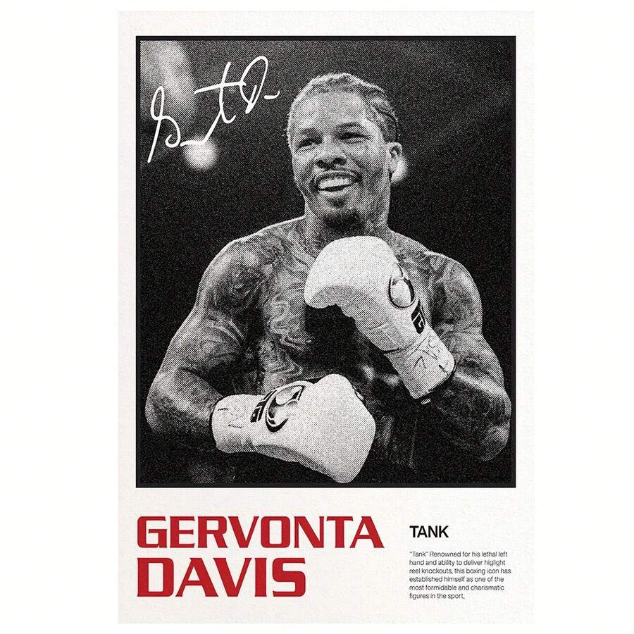 1 cái, Không khung Gervonta Davis - Áp phích quyền anh, Tranh canvas treo tường Tank Davis, Tank Abdul Wahid 12x18 inch - Nhiều màu - Xem 1
