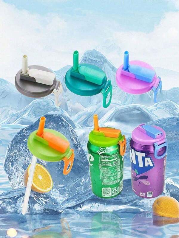 2PCS Reusable Drink Can Lid With Straw, Silicone Pop Top Can Cover With Straw, Fits All Beverage Cans, For Soda, Drinks, Juice (Assorted Colors), Great For Travel And Party, Only Suitable For Certain Cans