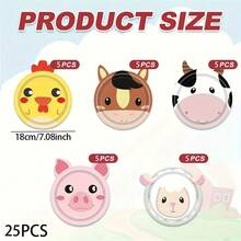 25 piezas Platos con tema de animales de granja para fiesta