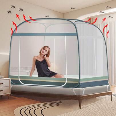 Mosquitera plegable gazebo cama 150*200*150m Nueva tienda de campaña plegable con mosquitera y diseño de puerta con cremallera, uso doméstico, uso al aire libre, anti-mosquitos y anti-insectos, no requiere montaje,Mosquitera Plegable para Camas con Doble Puerta e Inferior de Red para bebés, Adultos, Viajes, Camping, al Aire Libre, antimosquitos Puede evitar bocados en las redes de mosquitos e infectarse con enfermedades. Este es un gran producto