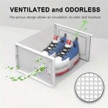 6/10 piezas Cajas de almacenamiento apilables transparentes para zapatos - Cajas de plástico resistente para zapatos con puerta transparente y cajón reforzado | Organizador de armario para zapatillas, contenedores apilables para cajas de zapatos