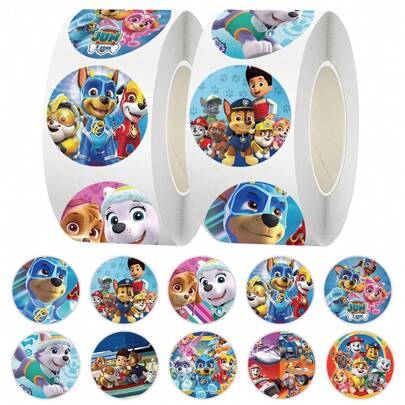  500 piezas/Rollo Etiquetas de pegatinas lindas de dibujos animados de Paw Patrol, etiquetas de juegos Kawaii, etiquetas de sellado de regalos DIY, suministros de decoración, recuerdos de fiesta de dibujos animados