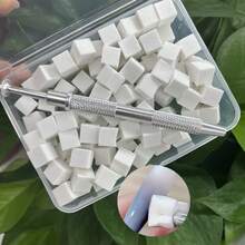 100pcs Mini Sponge Blocks With 4-Claw Tweezer, Nail Art Gradient Color Sponge, Gradient Nail Polish Tools - Apricot - View 2