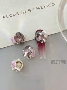 5 件/10 件/20 件/50 件混合尺寸奢华指甲水钻装饰，全新闪亮合金堆叠水钻，水晶斜心形和方形指甲饰物，DIY 美甲用品 - 彩色 - 查看 14