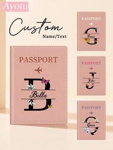 Ayotu Customized Name Passport Holder, Unisex, Personalized Letter Passport Holder, Portable Multi-Function ID Card & Bank Card Wallet, PU Leather, Travel Accessories, Suitable For Young Travelers, Back To School Season, Minimalist High-End Passport Holder, Suitable For Female Students - Multicolor - View 7