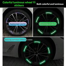 20pcs Car, Motorcycle, Bicycle Personalized Creative Wheel Reflective Stickers, Automotive Colorful Laser Luminous Tire Anti-Collision Stickers