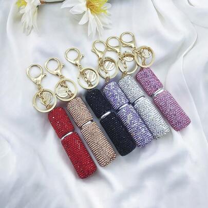 Rhinestone Luxury Perfume Refillable Bottle Keychain - Portable Leak-Proof Perfume Atomizer