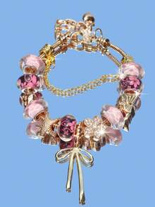 1 件粉色樱花手链、可爱丝带手链、复古花卉手链、蝴蝶和海星手链 - 銀色 - 查看 3