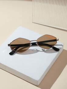 1 Stück Damen Metallrahmen Geometrischer Rahmen Leichte Mode Brille, geeignet für den täglichen Gebrauch und als Reisezubehör