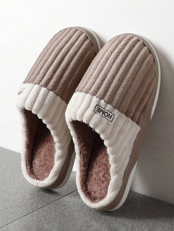 Chaussons d'intérieur/extérieur d'hiver moelleux à carreaux pour hommes, chaussons de maison en fausse fourrure chauds pour couple en grandes tailles