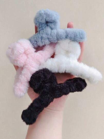 4/3 piezas Pinzas para el cabello de niña con peluche colorido, pasadores de cabello lindos y peludos, accesorios para el cabello para uso diario, accesorios de otoño, accesorios de verano para la playa