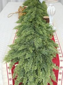 6 pies Guirnalda de Navidad, Guirnalda de cedro falso realista para mesa, repisa, escaleras, chimenea, entrada, puerta, pared, interior, exterior, decoraciones navideñas, guirnalda de cedro falso para decoración navideña interior y exterior, vid falsa para cocina, dormitorio, sala de estar, decoración del hogar, plantas artificiales para coronas de Navidad DIY - Multicolor - Ver 3