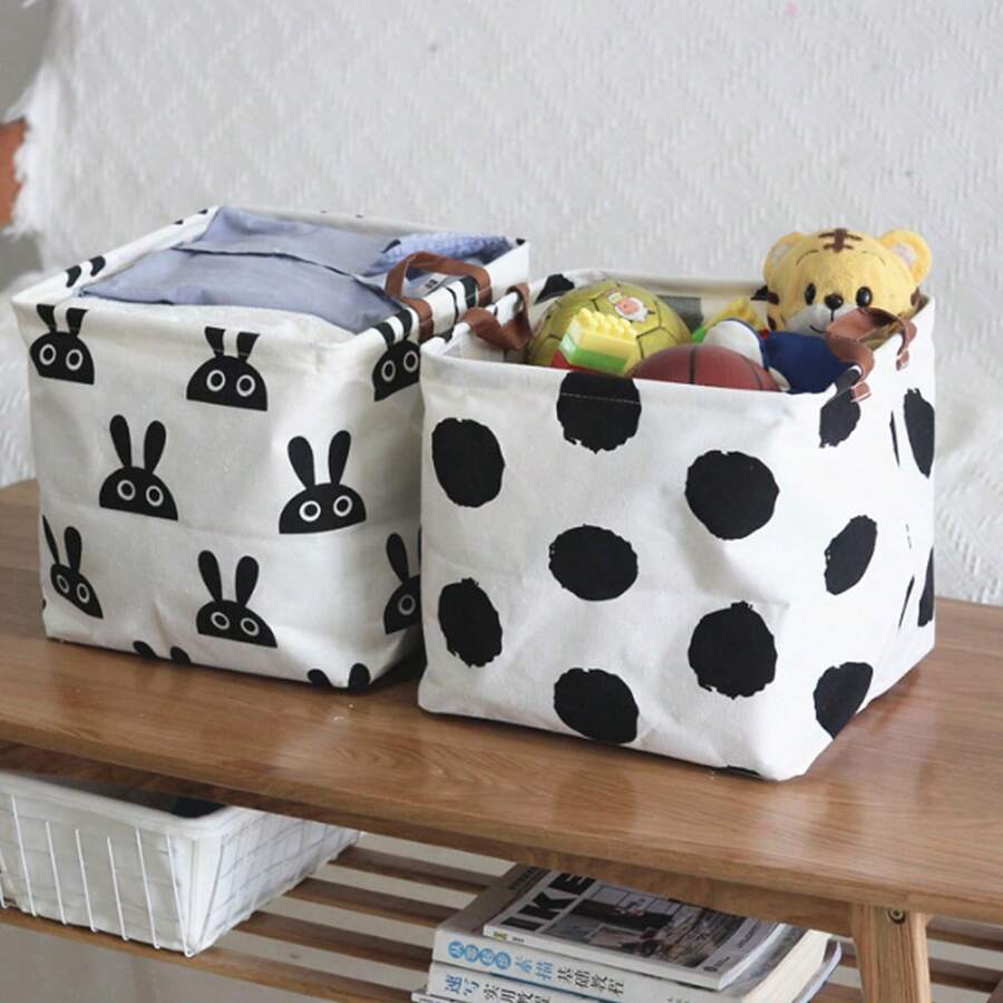 1pc Fabric Storage Box, Household Dirty Clothes Laundry Basket, Foldable Toy Storage Bin