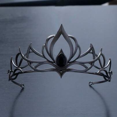 1 Set Metal Thorn Crown Headpiece, Dark Gothic Style With Black Rhinestones Intricate Wrapped Design, Essential For Halloween / Gothic Theme Party (Some Scratches May Occur Due To Manual Electroplating)