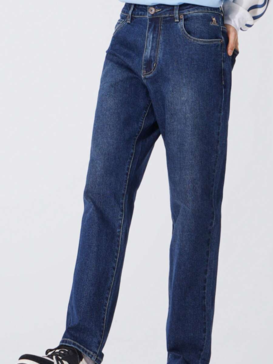 CAMEL CROWN Men's Straight Jeans Spring And Autumn Washed Retro Comfortable Stretch Casual Trousers