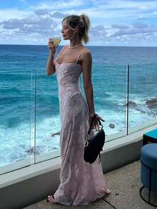 New Summer Women's Fashion Halter Neck Elegant Evening Dress - Hồng - Xem 8