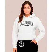 Women's Sweatshirt Blouse In Various Colors With California Usa Print. Cold Weather Blouse With Pocket And Hood. Coat For Women. - 白色襯衫 - 查看 1