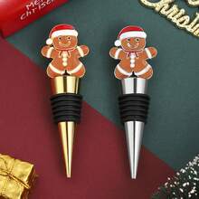 Christmas Gingerbread Man Red Wine Bottle Stopper, Airtight Wine Preserver - Multicolor - View 4