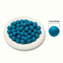 42 hạt silicon tròn 15mm dùng làm vòng tay, móc khóa, vòng cổ, phụ kiện trang sức và hạt silicon tròn đựng bút - Hạt gel silica - Xem 35