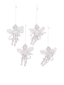 4pcs Transparent Angel Pendants Are Suitable For Home And Office Decorations On Christmas, Halloween, Valentine's Day And Other Festivals, Suitable For Christmas Trees, Acrylic Wings Angel Pendants, Christmas Decorations, Home Decor, Holiday Hanging Decorations, Party Decor Winter Room Decor