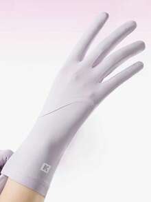 1 双纯色休闲涤纶夏季防晒手套，适合女士户外运动、驾驶、骑自行车、防滑触摸屏、防晒 - A - 查看 22