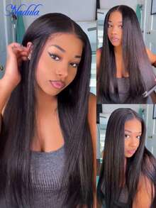 Nadula 7x5 Bye-Bye Knots™ Lace Closure Wig & 13x4 Pre-Everything™ Lace Frontal Natural Black Color Yaki Straight Glueless Wig With Invisi Drawstring Human Hair Pre Plucked Bleached Knots Ready To Go Hair Wigs 150% Density - SNatural - 查看 4