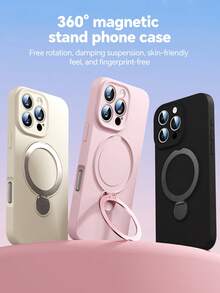 Simple Solid Color Magnetic Case Compatible With IPhone Series,Mobile Phone Stand,Soft Liquid Silicone Material,Soft Bumper, Shockproof Slim Bling Clear Case Compatible With IPhone Series,Compatible With IPhone 15Pro Max/16Pro Max Series,Back-To-School Supplies,Hallows' Day Christmas Gifts,Suitable For Women, Gifts For Family, Friends, Lovers