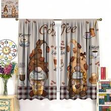 2 Panel 28"X40" Farmhouse Honey Kitchen Window Drapes, Rustic Retro Watercolor Tea Cups Daisy Flowers Butterflies Sweet Cakes Printed Curtains (Usable For Living Room, Bedroom, Cafe) - trắng - Xem 2