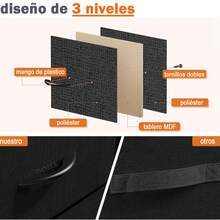 Juego de 2 mesitas de Noche, Mini cajones de Almacenamiento, Mesa Auxiliar de Muebles de Cama pequeña de 20 Pulgadas de Altura, gabinete de Tela Superior de Madera, Mini cómoda para recámara, clóset - Negro - Ver 8