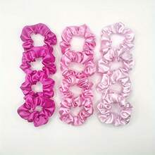 18pcs Tri-Color Hair Scrunchies, Party & Wedding Accessories, Versatile & Minimalist Satin Hair Ties, Suitable For Ponytail & Updo Hairstyles