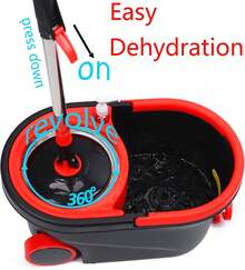 Spin Mop And Bucket Set With Wringer,Mop Bucket Set With Wheels,With 3 Microfiber Mop Replacement Heads And 61" Stainless Steel Adjustable Handle - Black - View 7