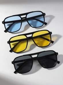 3副女士双梁铆钉时尚眼镜套装，棕色、豹纹、黄色，适合夏季海滩、户外活动和旅行