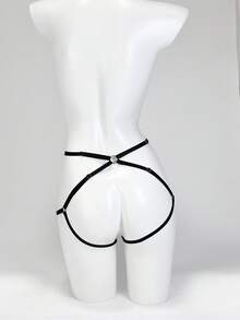 1 件女式性感束缚腿带装饰大腿吊袜带哥特服装配饰弹性腰带万圣节配饰，狂野 - 黑色 - 查看 4